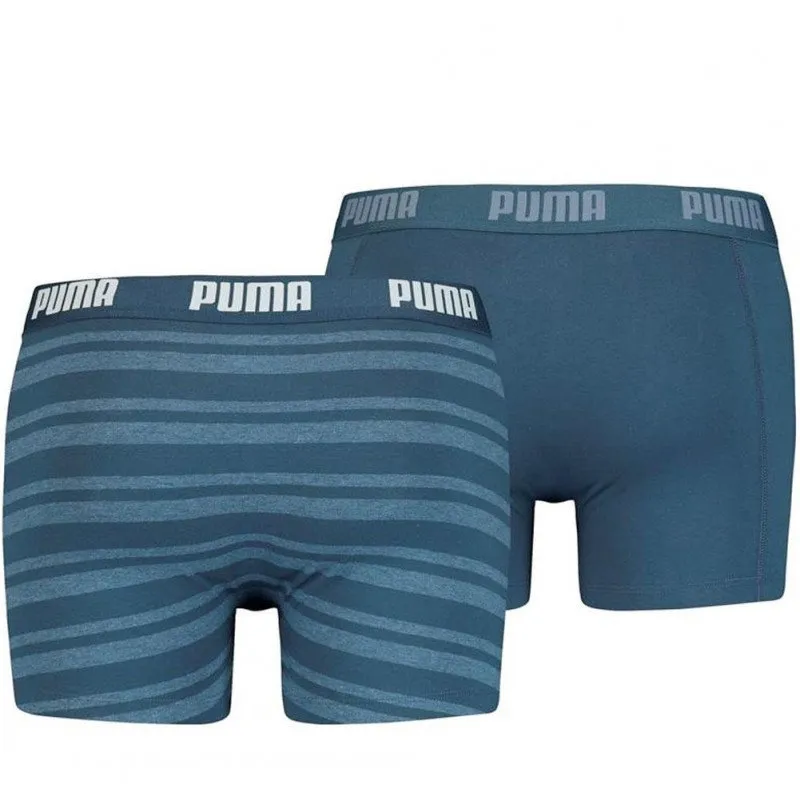 PUMA Lot de 2 Boxers Homme Coton HERITAGE STRIPE Denim