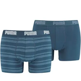 PUMA Lot de 2 Boxers Homme Coton HERITAGE STRIPE Denim