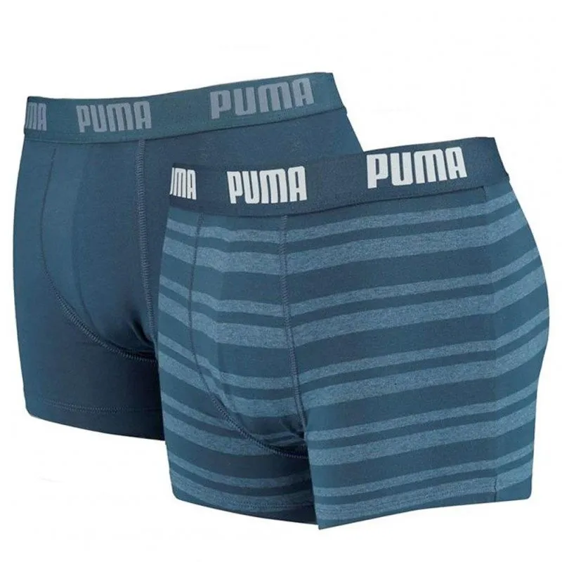 PUMA Lot de 2 Boxers Homme Coton HERITAGE STRIPE Denim