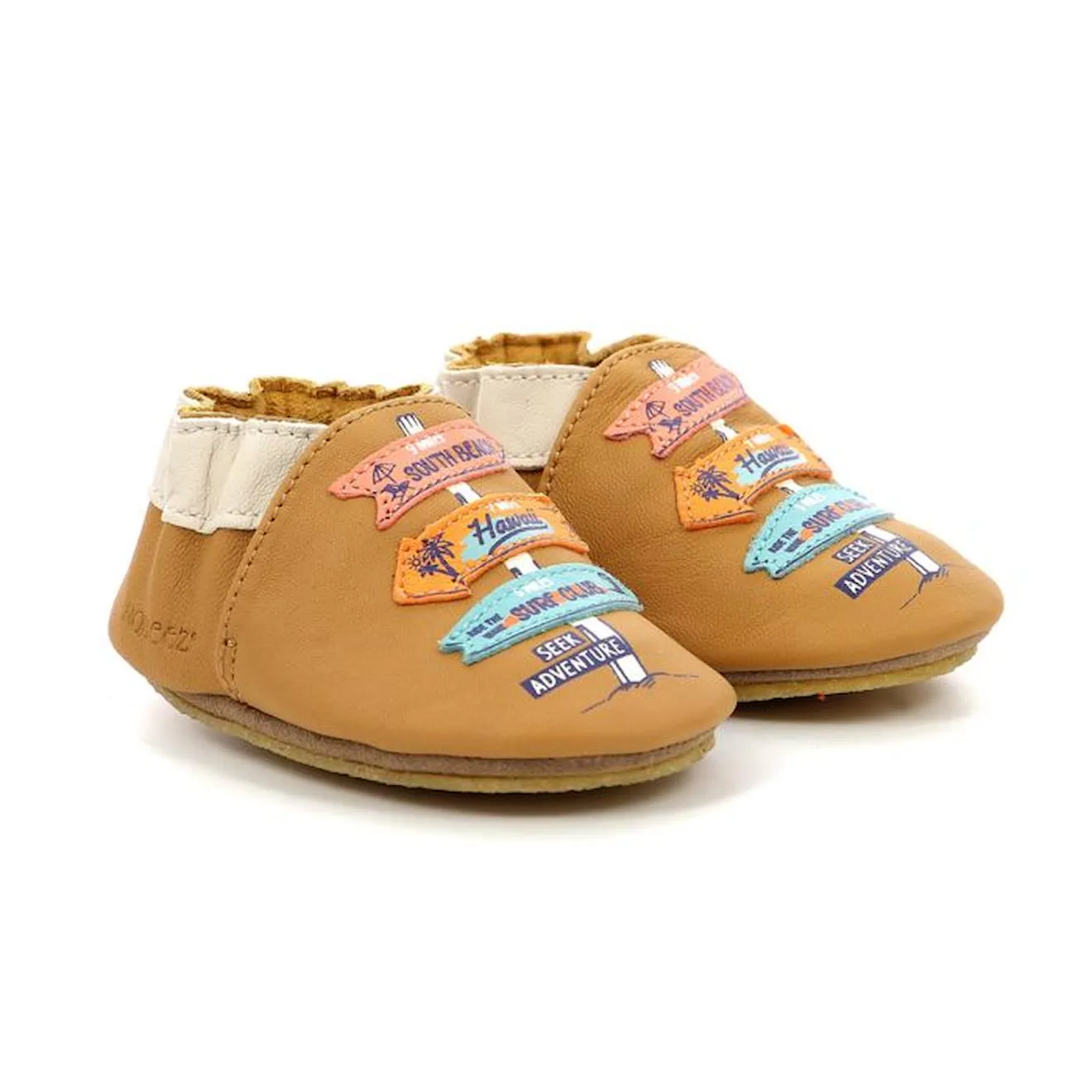 ROBEEZ Chaussons Seek Advent Crp camel blanc - Robeez