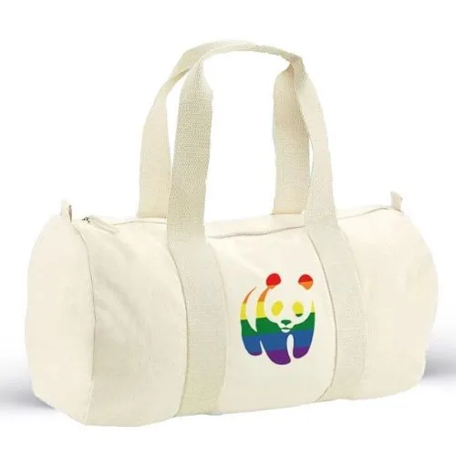 Sac de sport panda arc-en-ciel en coton bio