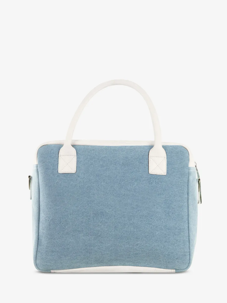 SAC À MAIN CUIR DENIM BLANC LÉOPARD LeDandy Chimère - Denim / Blanc