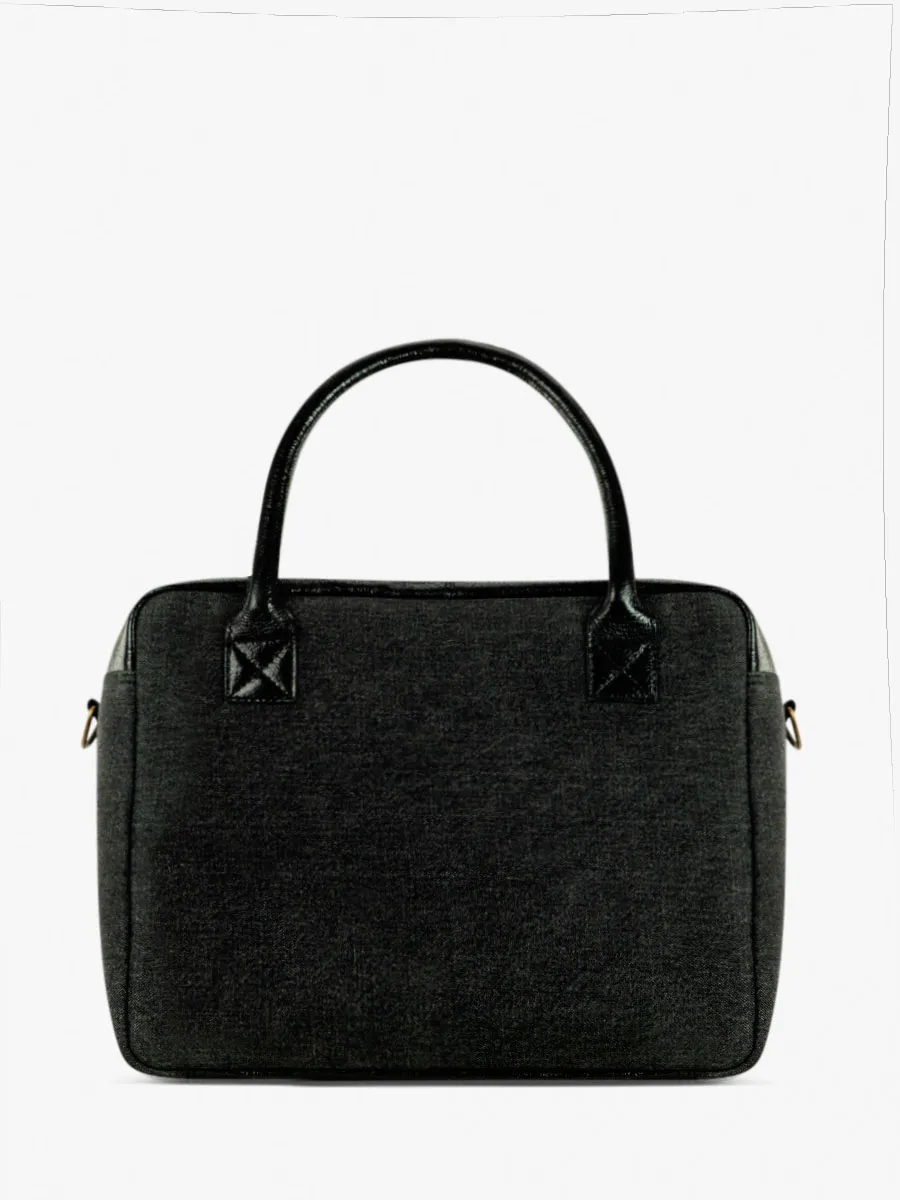 SAC À MAIN CUIR DENIM NOIR LÉOPARD LeDandy Chimère - Denim / Noir