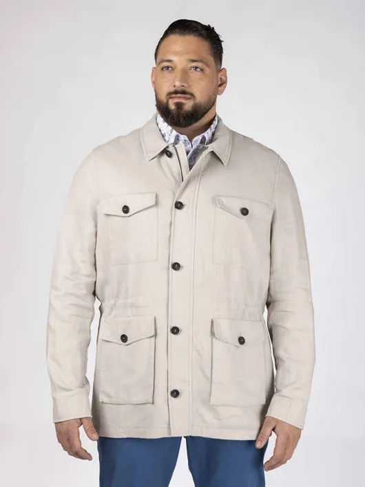 Saharienne En Lin Beige Capel Grande Taille  homme grande taille - Capelstore