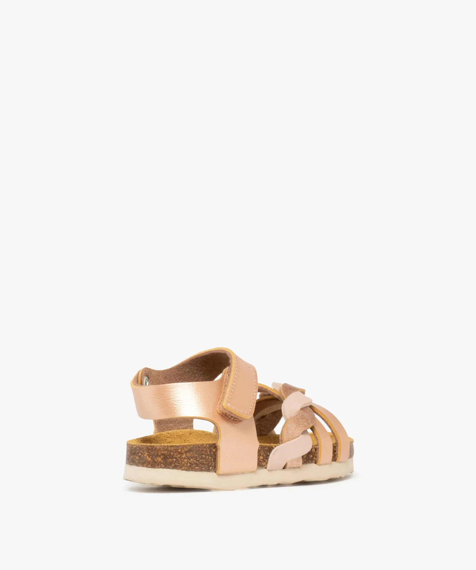 sandales bebe fille a scratch avec bride tressee et dessus irise rose standard sandales et nu-pieds