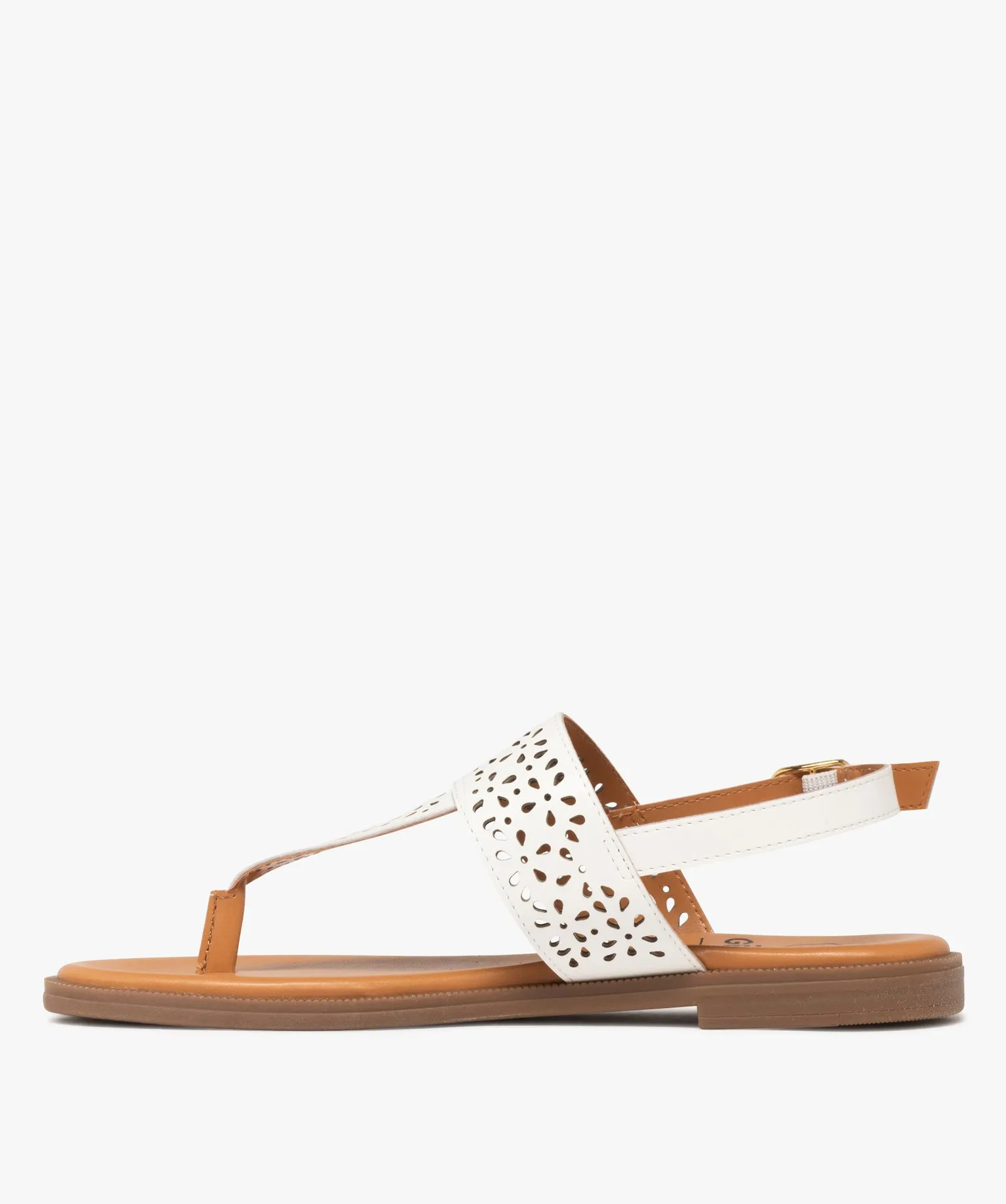 sandales femme a entre-doigts dessus a motifs ajoures blanc sandales plates et nu-pieds