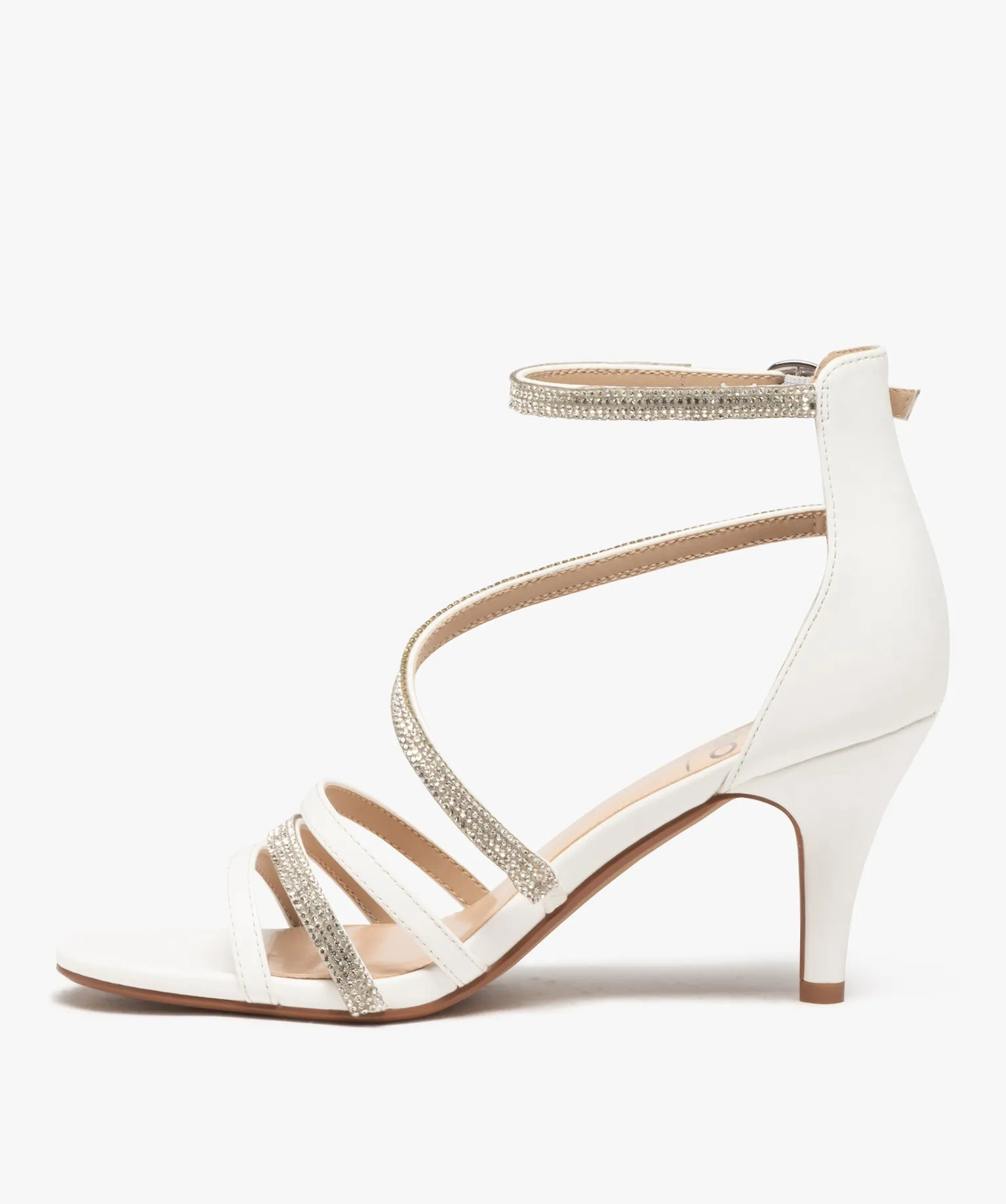 sandales femme a talon fin a fines brides unies et strass blanc sandales a talon