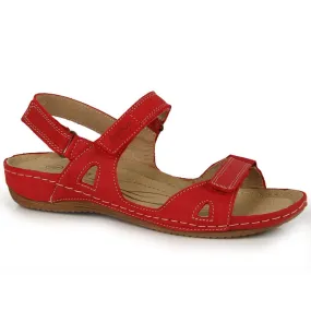 Sandales pour femmes en cuir rouge Helios 205 avec velcro