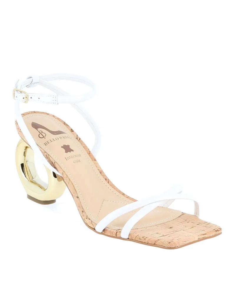 sandales à talons fantaisie brides croisées cuir blanc 08 cm