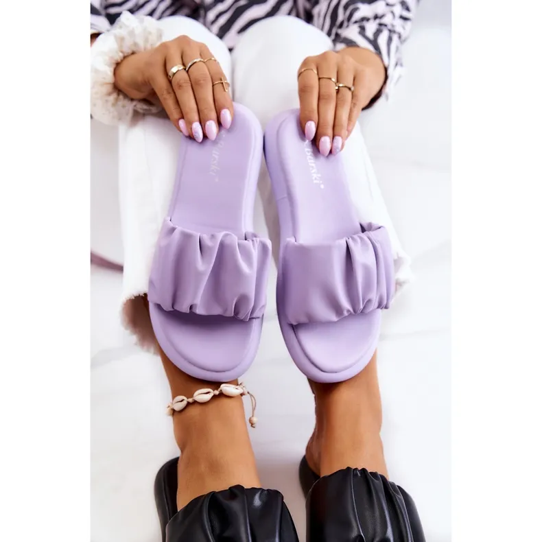 S.Barski Chaussons Classiques Femme Félin Violet