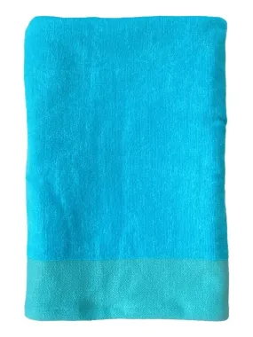 Serviette de bain éponge velours unie Shady Turquoise 140x180 370g/m² - Bleu azur