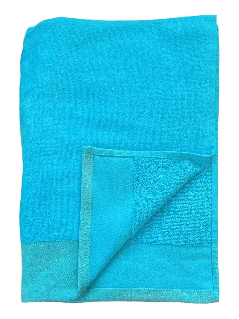 Serviette de bain éponge velours unie Shady Turquoise 140x180 370g/m² - Bleu azur