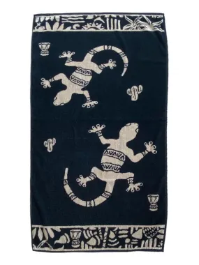 Serviette de plage éponge velours Jacquard Sakari 70x140 400g/m² - Noir Beige