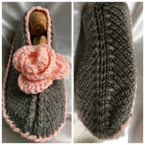 Sur commande chaussons en tricot fait main  pour femme ,fille