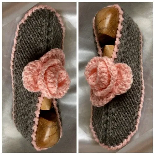 Sur commande chaussons en tricot fait main  pour femme ,fille