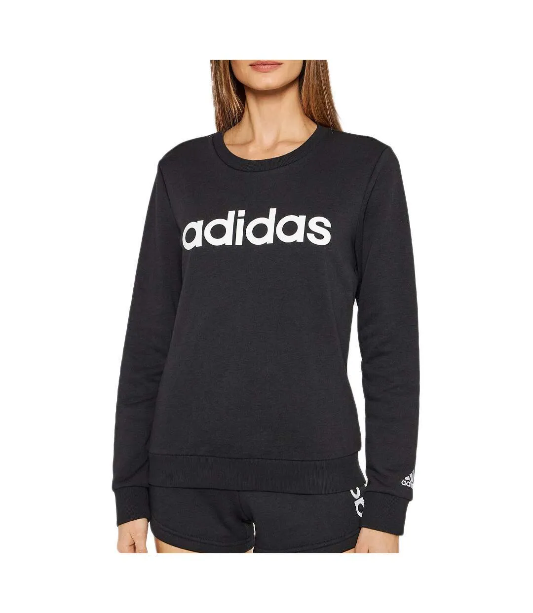 Sweat Noir Femme Adidas Lin