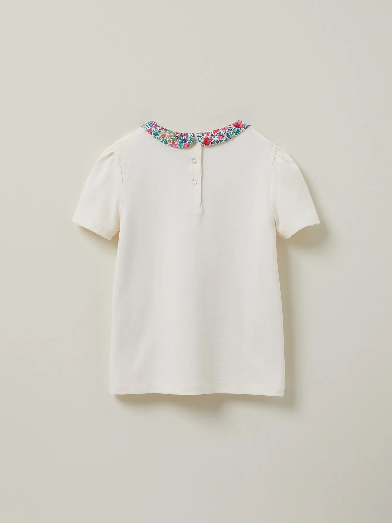 T-shirt Fille col en Tissu Liberty - Coton Biologique