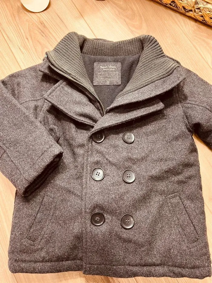 Taille 3 ans manteau duffle-coat en laine garçon Boutchou gris 