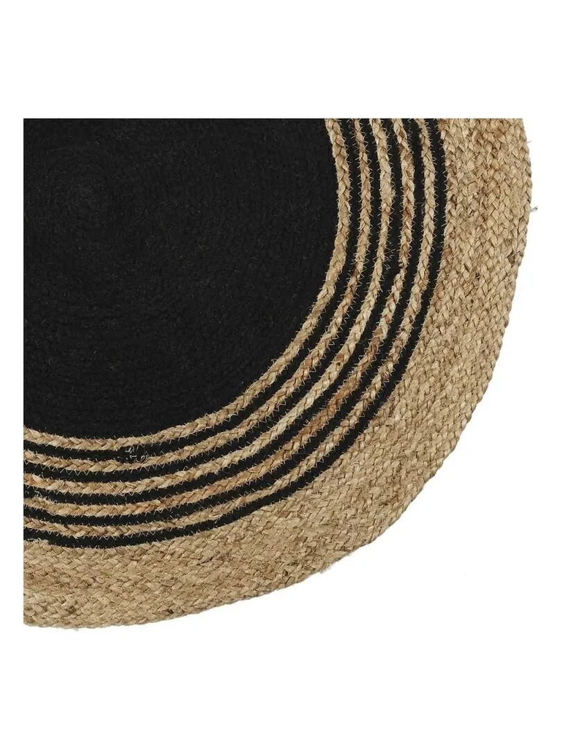 Tapis rond jute coton noir D90 - Noir