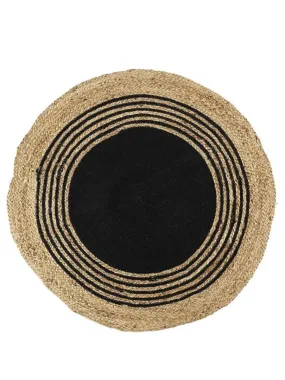 Tapis rond jute coton noir D90 - Noir