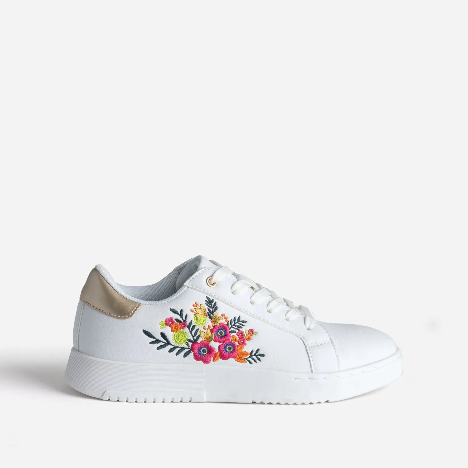 Tennis blanche brodée fleurs - Baskets / Tennis Femme | ERAM