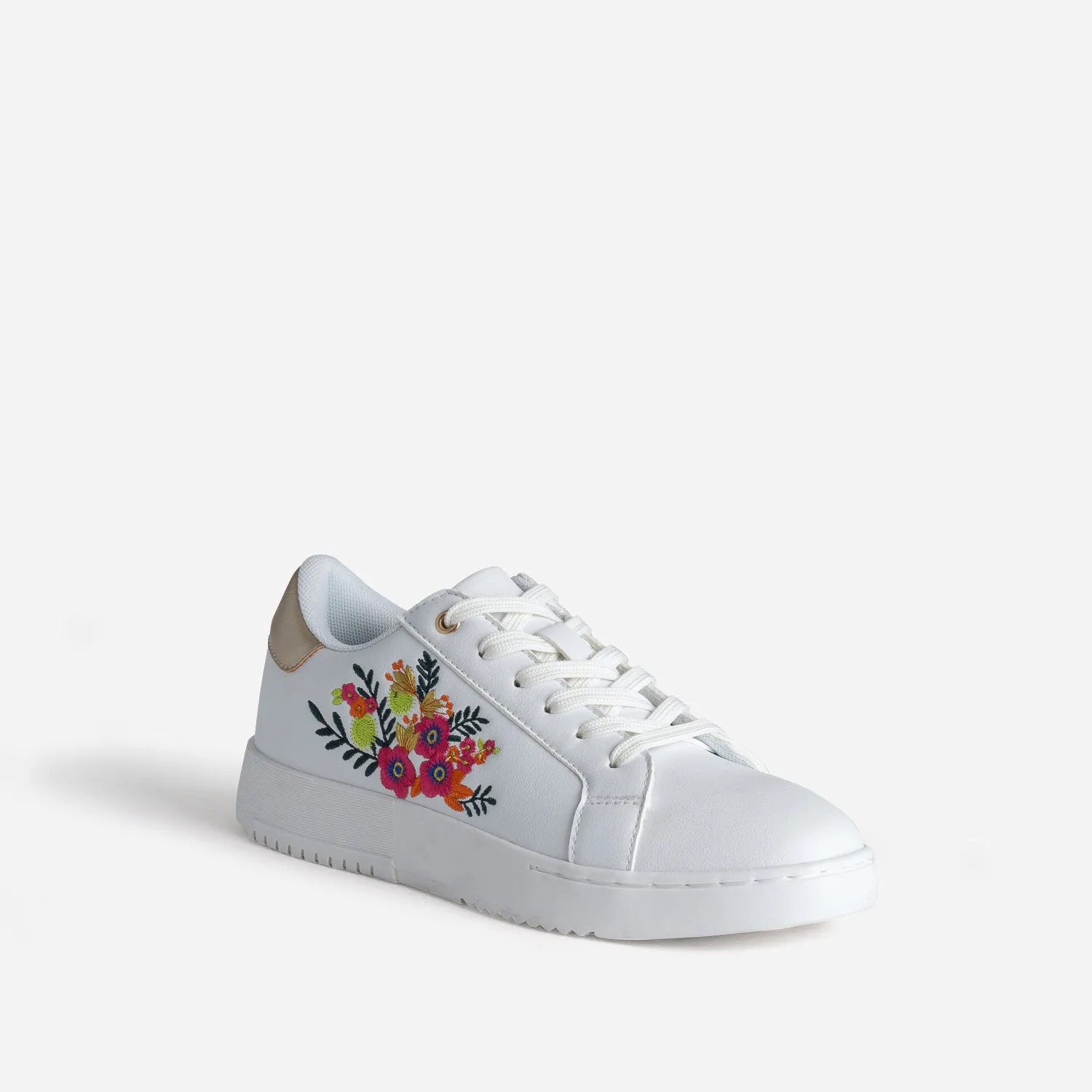 Tennis blanche brodée fleurs - Baskets / Tennis Femme | ERAM