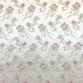 Tissu ameublement 100% soie, poligny, style xviiie sièce, bouquets noeuds