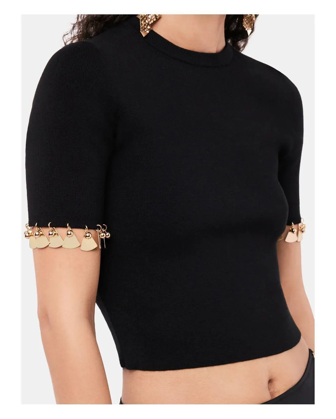 TOP BLACK EMBELLISHED WITH GOLDEN  - Paco Rabanne | Chez Maman Rouen