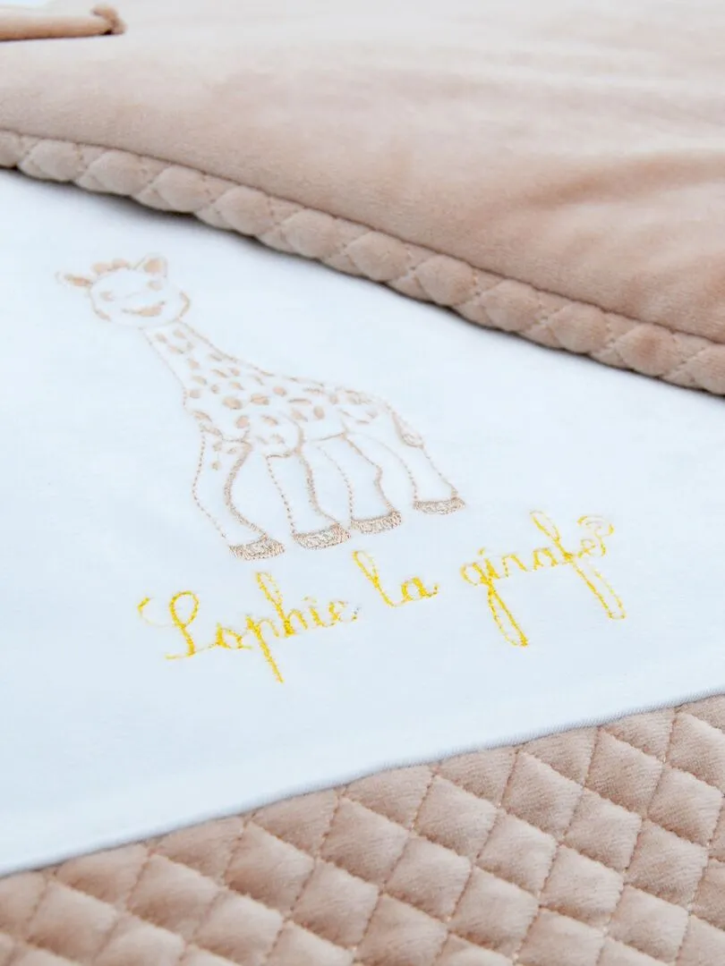 Tour de lit adaptable matelassé brodé Sophie la Girafe Paris - Beige