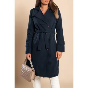 Trench-coat élégant à boutons, bleu foncé