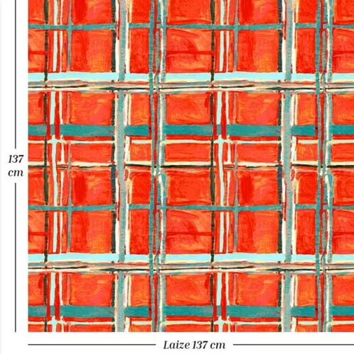 Velours ameublement multicolore, tissu siège tapissier/mètre, savoir-faire français, coupon de tissu, carreaux