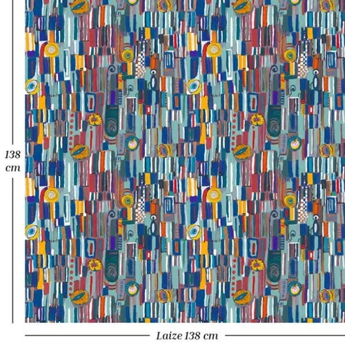 Velours ameublement multicolore, tissu siège tapissier/mètre, savoir-faire français, coupon de tissu, incas